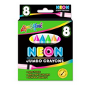 8 Pack Jumbo NEON Crayons - Assorted Colors